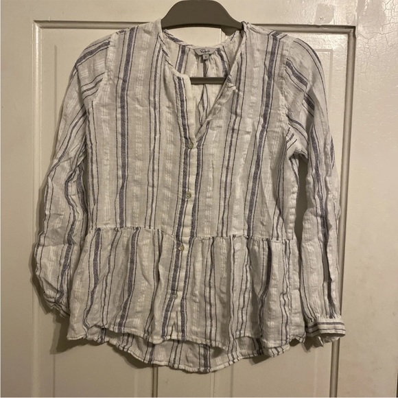 Rails Small Celeste Chalet Stripe Linen Button Blouse White Multi S - Picture 1 of 5